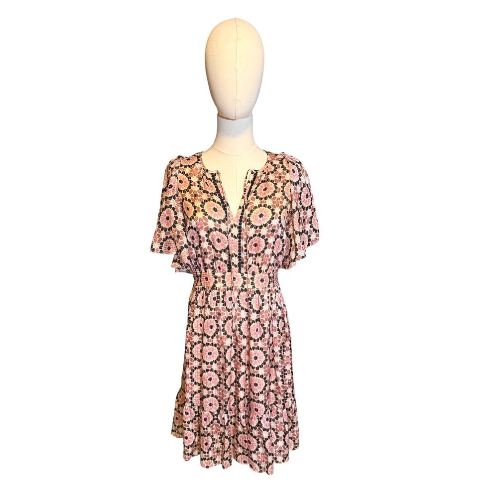 Kate Spade Floral Mosaic Flutter Sleeve Dress Sz 6